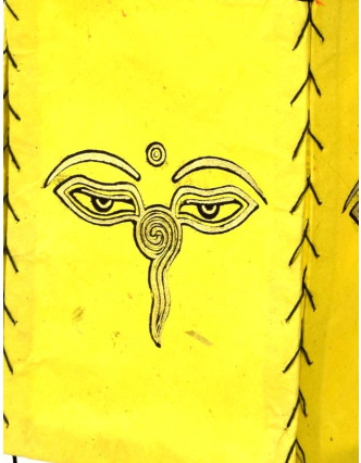 Stínidlo, čtyřboké, žluté, zlatý tisk, buddhovi oči, 18x25cm