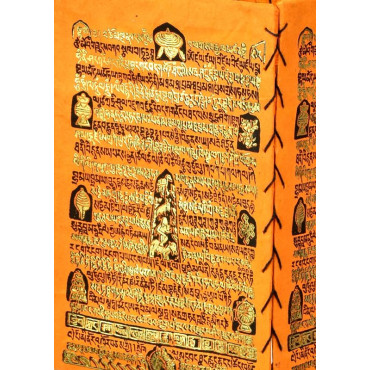 Stínidlo, čtyřboké, oranžové, zlatý tisk, písmo, 18x25cm