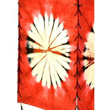 Stínidlo, červené, čtyřboké, batika kruh, barvený rýžový papír, 18x26cm