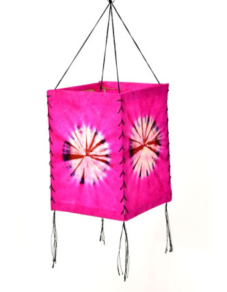 Stínidlo, růžové, čtyřboké, batika kruh, barvený rýžový papír, 18x26cm
