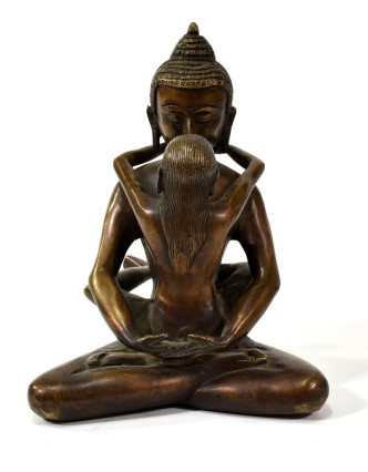 Kovová soška Buddhy ve spojení s partnerkou, mosaz, 18cm