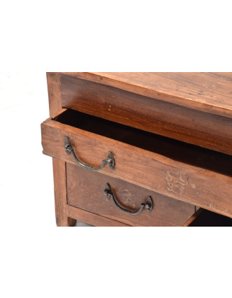 Starý kupecký stolek z teakového dřeva, 71x42x40cm