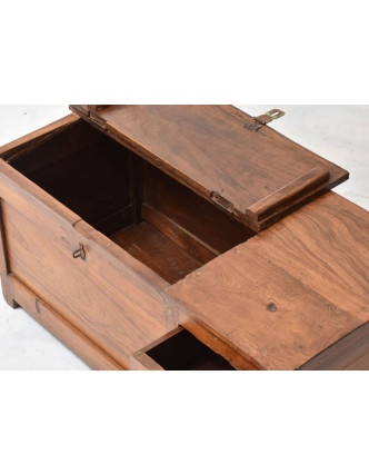 Starý kupecký stolek z teakového dřeva, 75x37x36cm
