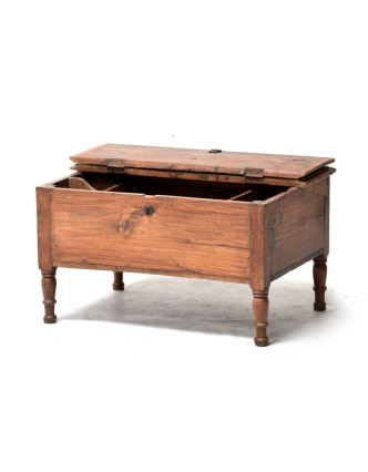 Starý kupecký stolek z teakového dřeva, 60x47x40cm