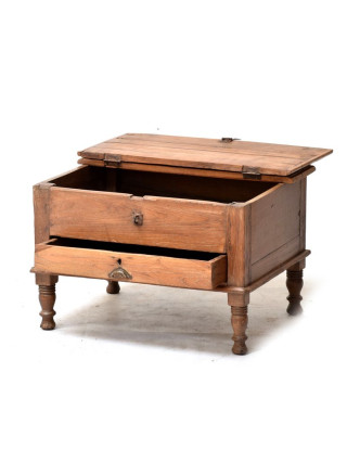 Starý kupecký stolek z teakového dřeva, 60x47x40cm