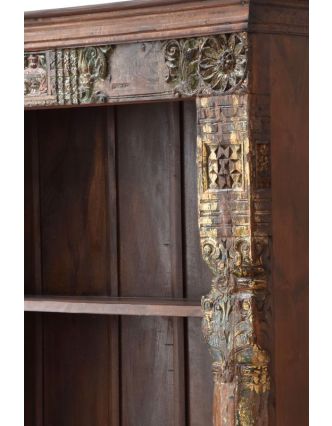 Knihovna z teakového a mangového dřeva ručně vyřezávaná, 130x46x213cm