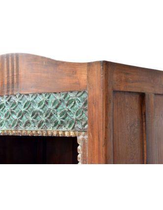 Knihovna z teakového dřeva ručně vyřezávaná, 69x44x180cm