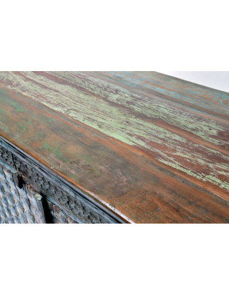 Komoda z teakového dřeva s železným kováním, 137x47x105cm