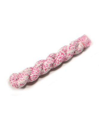 Bílý šátek s květinovým potiskem, mačkaná úprava, růžový potisk, 110x170cm