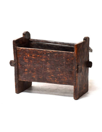 Stará truhlička z teakového dřeva, zdobená řezbami, 75x33x60cm