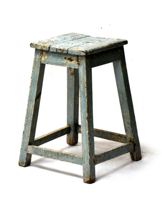 Stolička z teakového dřeva, tyrkysová patina, 37x37x54cm