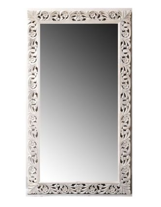 Zrcadlo v rámu z mangového dřeva ručně vyřezávané, 90x3x160cm