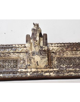 Starý dřevěný portál, koňské hlavy, ručně vyřezávaný, 152x23x21cm