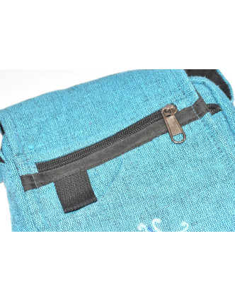 Malá taška přes rameno, modrá, bavlna, 22x20cm, popruh až 60cm
