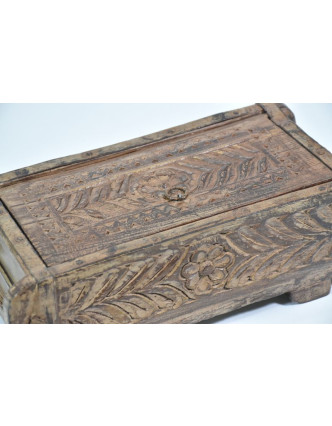 Antik dřevěná truhlička, ruční řezby, mango, 32x15x10cm