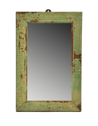 Zrcadlo v rámu, starý teak, antik patina, 20x31x1,5cm
