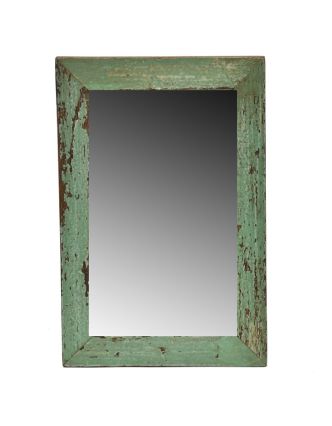 Zrcadlo v rámu, starý teak, antik patina, 20x31x1,5cm