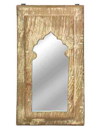 Zrcadlo v rámu, starý teak, 21x39x2cm