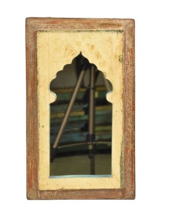 Zrcadlo v rámu, starý teak, antik patina, 25x42x2cm