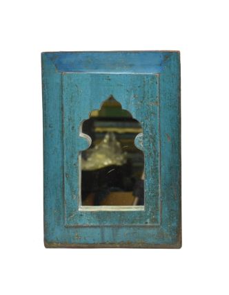 Zrcadlo v rámu, starý teak, antik patina, 25x36x3cm