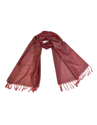 Šátek, brokát - viskóza, červený, paisley design, 50x175cm