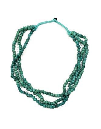 Masivní dlouhý náhrdelník, 3-řadý, tyrkysové korále, zapínání