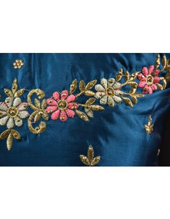 Luxusní indické šaty "Anarkali", smaragdově zelené, šál a leginy