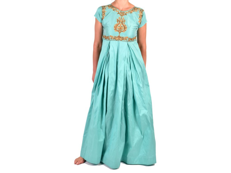 Luxusní indické šaty "Anarkali", mentolově zelené, leginy