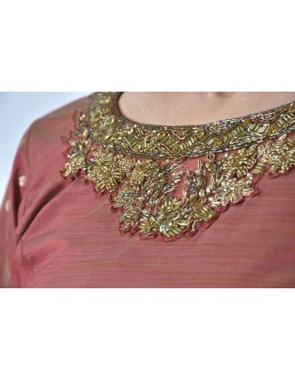 Luxusní indické šaty "Anarkali", cihlově červené, šál a leginy