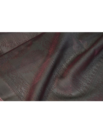 Šátek, brokát - viskóza, černo-fialový, paisley design, 50x175cm