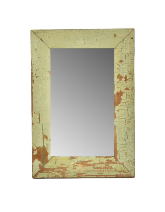 Zrcadlo v rámu, starý teak, antik patina, 25x36x1,5cm