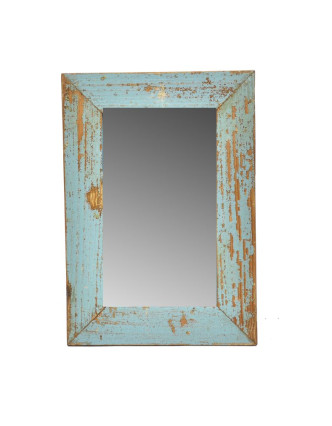 Zrcadlo v rámu, starý teak, antik patina, 25x36x1,5cm