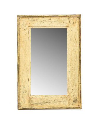 Zrcadlo v rámu, starý teak, antik patina, 32x48x3cm