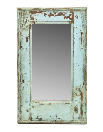 Zrcadlo v rámu, starý teak, antik patina, 30x50x3cm