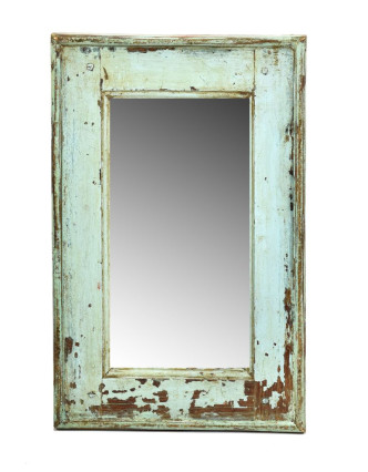 Zrcadlo v rámu, starý teak, antik patina, 30x49x3cm