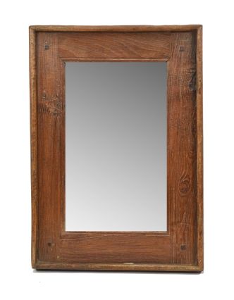 Zrcadlo v rámu, starý teak, bez patiny, 33x47x4cm