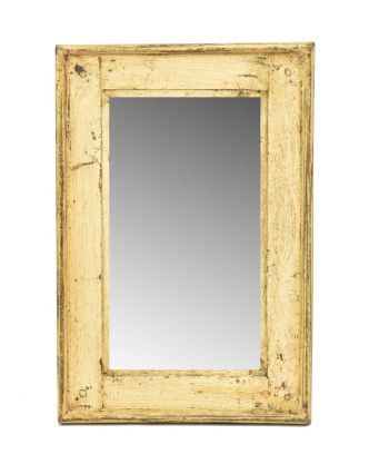 Zrcadlo v rámu, starý teak, antik patina, 31x48x3cm