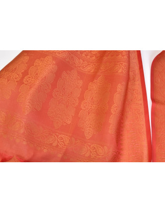 Šátek, brokát - viskóza, červený,  paisley design, 50x175cm