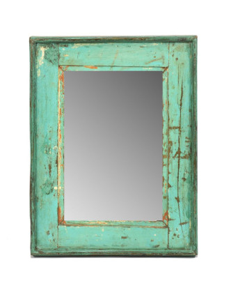 Zrcadlo v rámu, starý teak, antik patina, 37x48x3cm