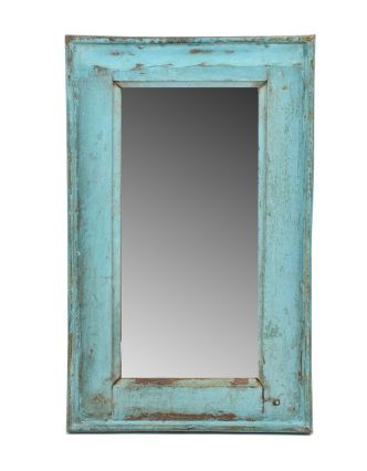 Zrcadlo v rámu, starý teak, antik patina, 34x56x3,5cm