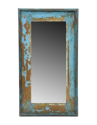 Zrcadlo v rámu, starý teak, antik patina, 33x59x3cm