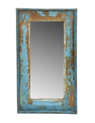 Zrcadlo v rámu, starý teak, antik patina, 35x60x3cm