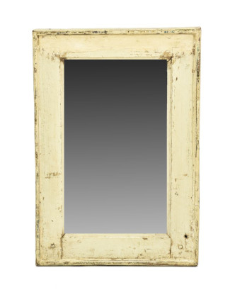 Zrcadlo v rámu, starý teak, krémová patina, 38x3x57cm