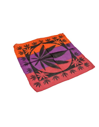 Šátek malý, tisk marihuana, černo-fialovo-červený, bavlna, 50x50cm