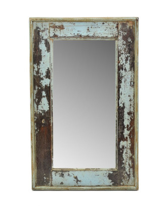 Zrcadlo v rámu, starý teak, antik patina, 33x54x3cm