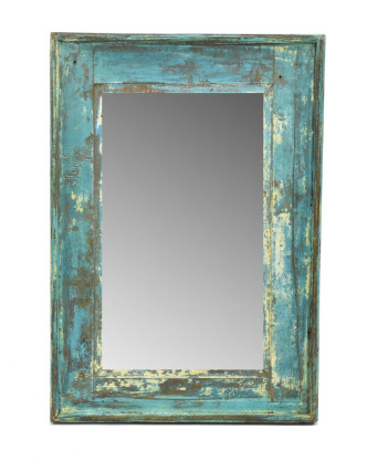Zrcadlo v rámu, starý teak, antik patina, 37x53x3cm