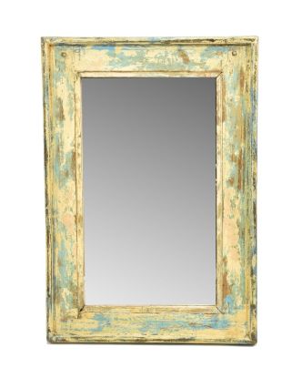 Zrcadlo v rámu, starý teak, antik patina, 41x59x4cm