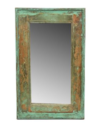 Zrcadlo v rámu, starý teak, antik patina, 39x63x4cm