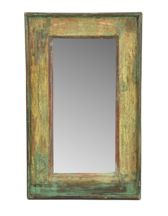 Zrcadlo v rámu, starý teak, antik patina, 38x61x4cm