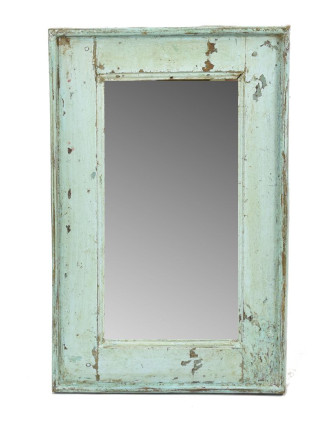 Zrcadlo v rámu, starý teak, antik patina, 39x61x4cm